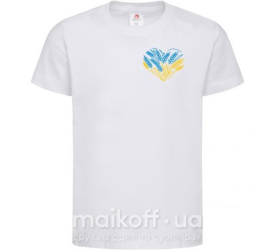 Дитяча футболка серце з колосками Вишивка Білий фото