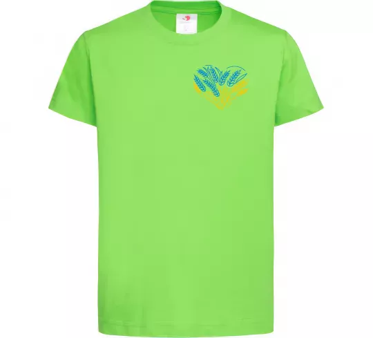 Дитяча футболка серце з колосками Вишивка Лаймовий фото