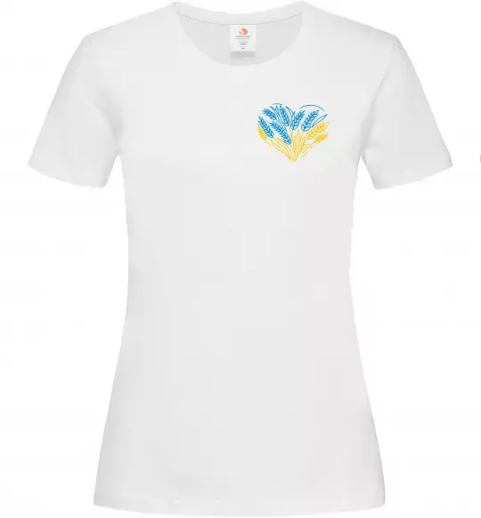 Женская футболка серце з колосками Вишивка Белый фото