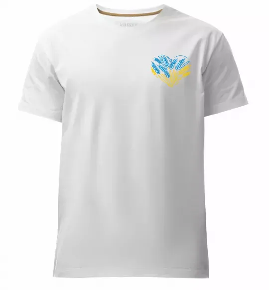 Чоловіча преміум футболка серце з колосками Вишивка Білий фото
