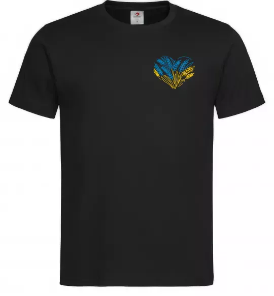 Мужская футболка серце з колосками Вишивка Черный фото