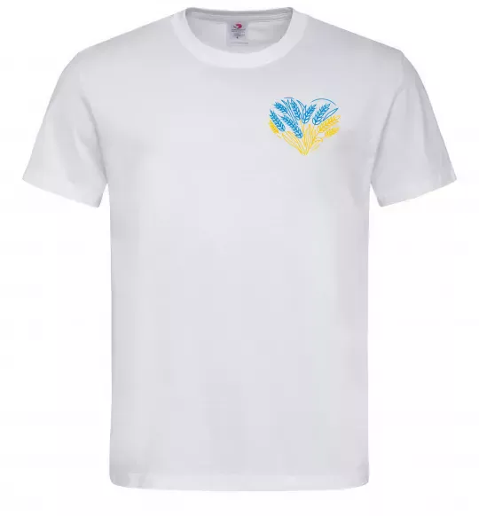 Мужская футболка серце з колосками Вишивка Белый фото