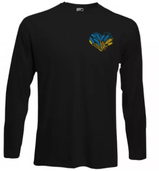 Лонгслив серце з колосками Вишивка Черный фото