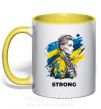 Чашка з кольоровою ручкою Ukraine strong Сонячно жовтий фото
