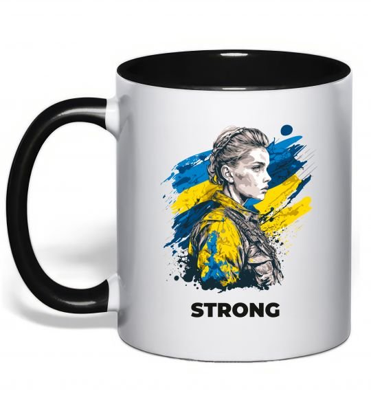 Чашка с цветной ручкой Ukraine strong Черный фото