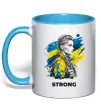 Чашка з кольоровою ручкою Ukraine strong Блакитний Чашка з кольоровою ручкою Ukraine strong Блакитний фото