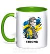 Чашка з кольоровою ручкою Ukraine strong Зелений фото