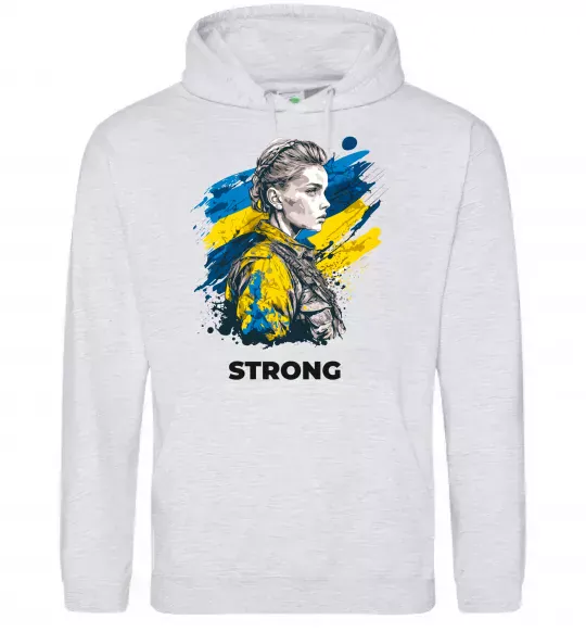 Чоловіча толстовка (худі) Ukraine strong Сірий меланж фото