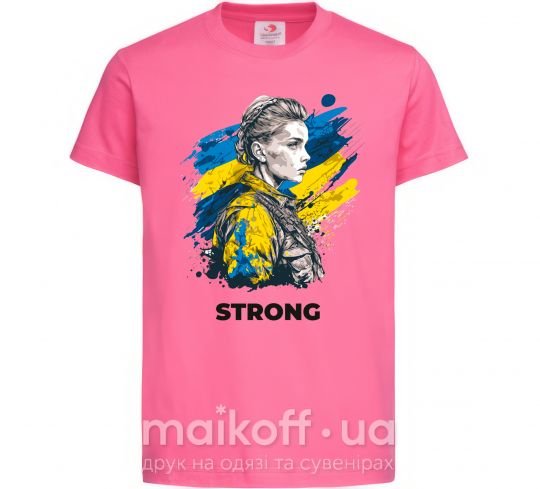 Дитяча футболка Ukraine strong Яскраво-рожевий фото