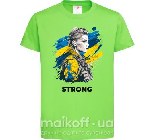Дитяча футболка Ukraine strong Лаймовий фото