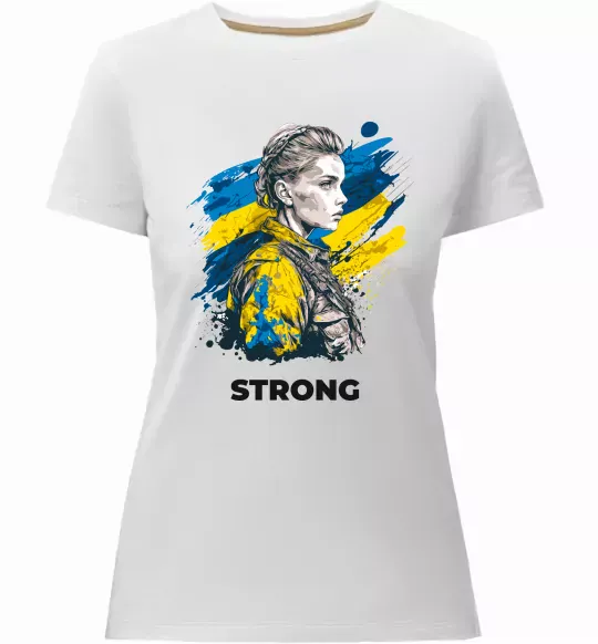 Женская премиум футболка Ukraine strong Белый фото