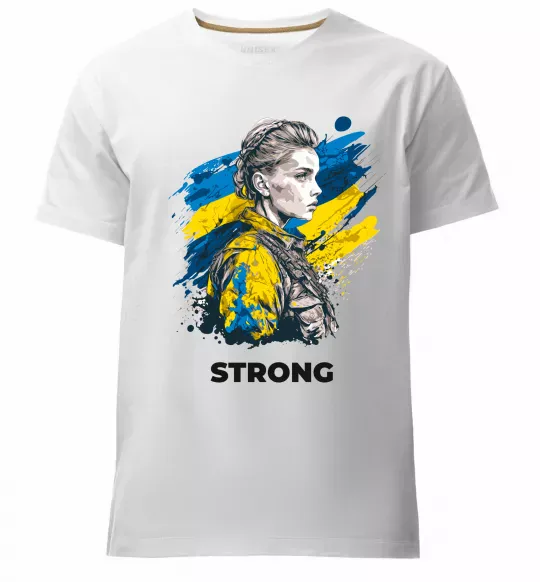 Мужская премиум футболка Ukraine strong Белый фото