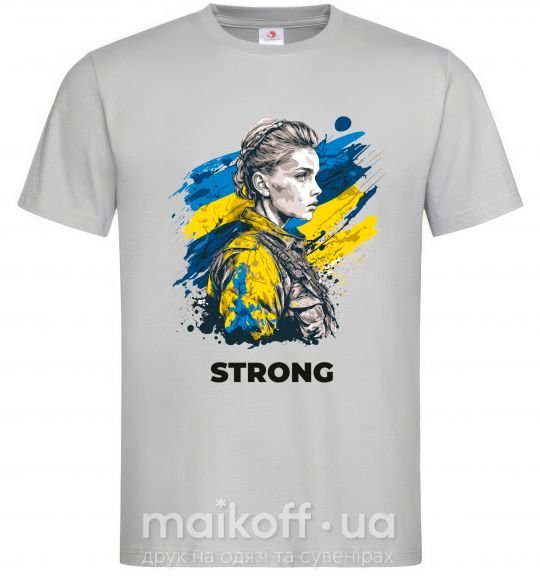 Мужская футболка Ukraine strong Серый фото