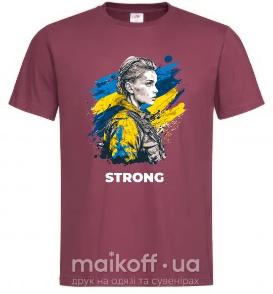 Мужская футболка Ukraine strong Бордовый фото