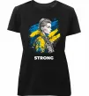 Женская премиум футболка Ukraine strong Черный фото
