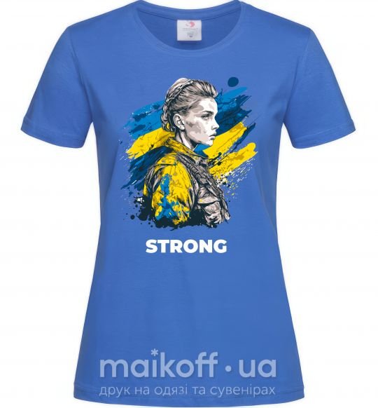 Жіноча футболка Ukraine strong Яскраво-синій фото
