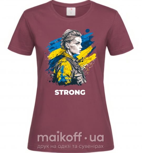 Жіноча футболка Ukraine strong Бордовий фото