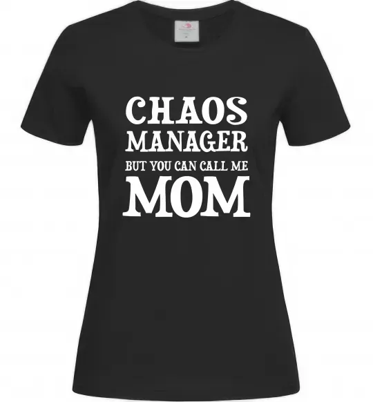 Жіноча футболка Chaos manager mom Чорний фото