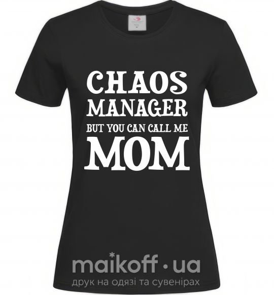 Жіноча футболка Chaos manager mom Чорний фото