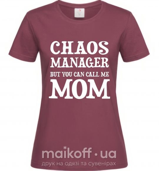 Жіноча футболка Chaos manager mom Бордовий фото