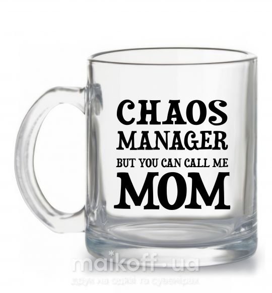 Чашка скляна Chaos manager mom Прозорий фото