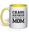 Чашка з кольоровою ручкою Chaos manager mom Сонячно жовтий фото