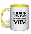 Чашка з кольоровою ручкою Chaos manager mom Сонячно жовтий фото