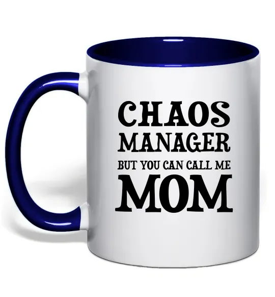 Чашка з кольоровою ручкою Chaos manager mom Глибокий темно-синій фото