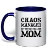 Чашка з кольоровою ручкою Chaos manager mom Глибокий темно-синій фото