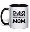 Чашка з кольоровою ручкою Chaos manager mom Чорний фото