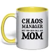 Чашка з кольоровою ручкою Chaos manager mom Лимонний фото