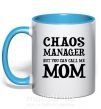 Чашка з кольоровою ручкою Chaos manager mom Блакитний фото