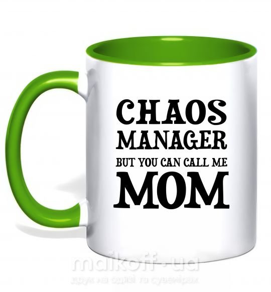Чашка з кольоровою ручкою Chaos manager mom Зелений фото
