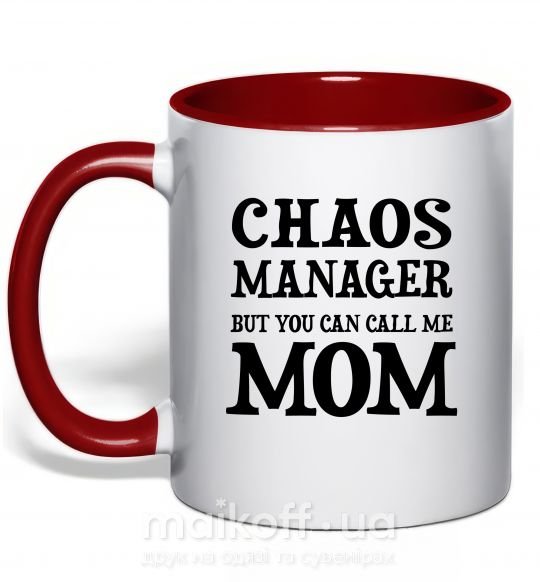 Чашка с цветной ручкой Chaos manager mom Красный фото