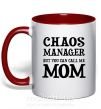 Чашка с цветной ручкой Chaos manager mom Красный фото