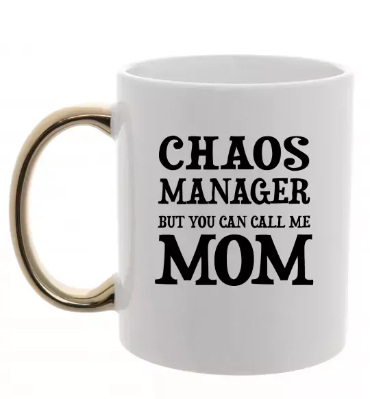 Чашка з кольоровою ручкою Chaos manager mom Золото фото