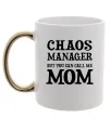 Чашка з кольоровою ручкою Chaos manager mom Золото фото