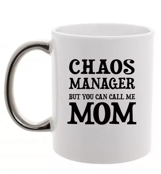Чашка з кольоровою ручкою Chaos manager mom Срібло фото