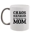 Чашка з кольоровою ручкою Chaos manager mom Срібло фото