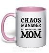 Чашка з кольоровою ручкою Chaos manager mom Ніжно рожевий фото