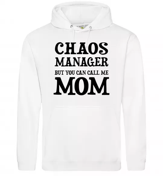 Женская толстовка (худи) Chaos manager mom Белый фото