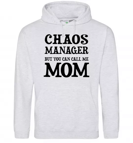 Женская толстовка (худи) Chaos manager mom Серый меланж фото
