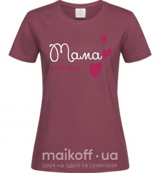 Женская футболка Мама з 2021 року Бордовый фото