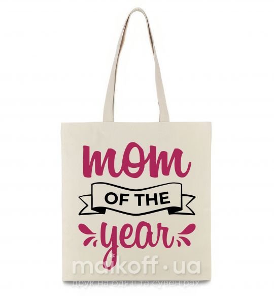 Еко-сумка Mom of the year Бежевий фото