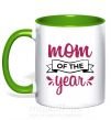 Чашка з кольоровою ручкою Mom of the year Зелений фото