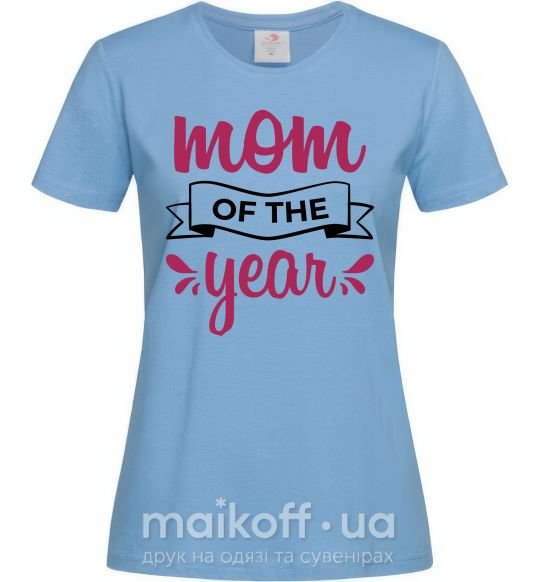 Жіноча футболка Mom of the year Блакитний фото