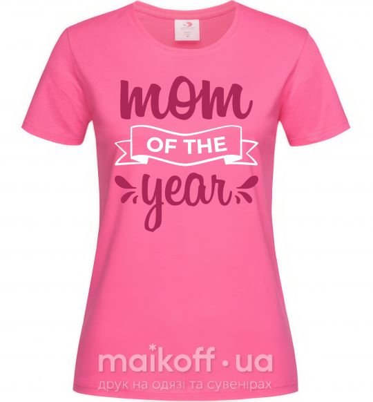 Жіноча футболка Mom of the year Яскраво-рожевий фото