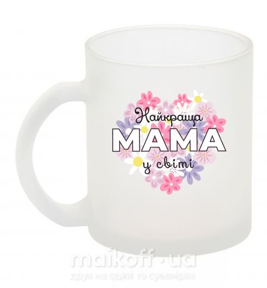 Чашка стеклянная Найкраща мама у світі з квітами Фроузен фото