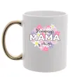 Чашка з кольоровою ручкою Найкраща мама у світі з квітами Золото фото
