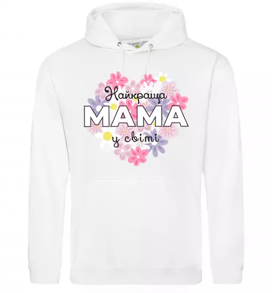Жіноча толстовка (худі) Найкраща мама у світі з квітами Білий фото